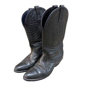 Vintage Unbranded Black Western Leather Womens Cowboy Boots 7.5M Cowgirl Hippie